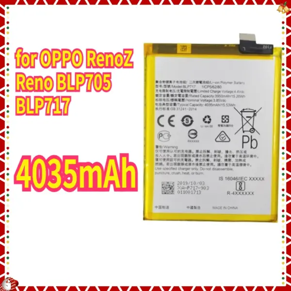 New Phone Battery for OPPO RenoZ Reno BLP705 BLP717 4035mAh Mobile Phone Batteries