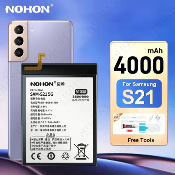 NOHON EB-BG991ABY Battery for Samsung Galaxy S21 5G S22 S23 S24 Plus S20 Ultra S21+ SM-G991B G991U SM-G990 G996 G998