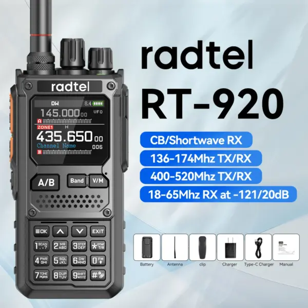 Radtel RT-920 10W Walkie Talkie Long Range SW MW LW AM SSB CB Receive Wireless Bluetooth Phone Programming Ham Radio HF NOAA