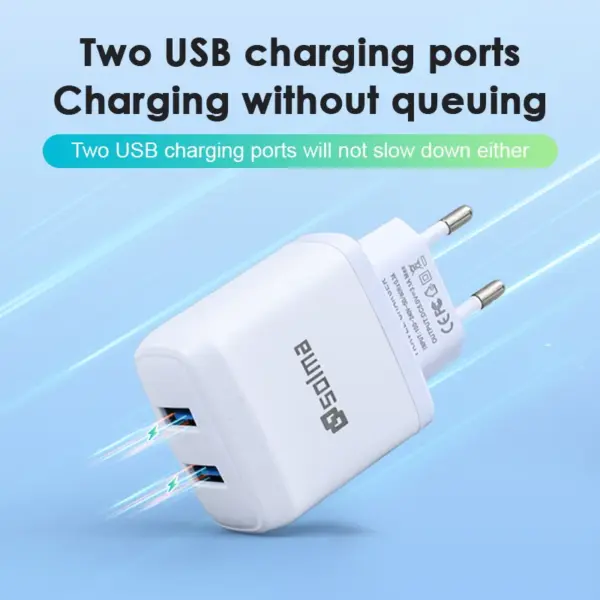 2 Ports USB Charger White EU Standard Plug Mobile Phone Charging for iPhone Samsung iOS Android Universal Wall Charger