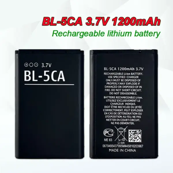 BL-5CA BL 5CA 3.7V Battery Lithium for Nokia 1110i 1110 1200 1600 5030 1208 1209 2700C 1680C 1682 7500 BL5CA Phone Batteries