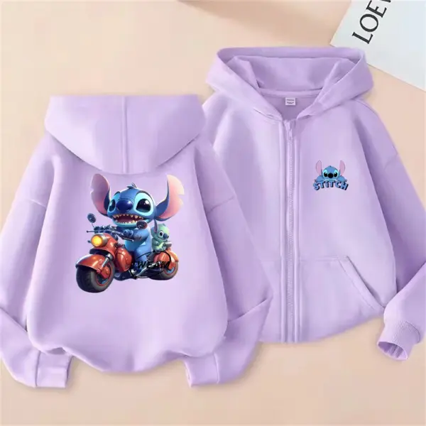 Stitch cartoon Children Zipper style Hoodies cardigan Tops Toddler 3-12 Year Coat black Clothing Boys Girls red Sweatshirr