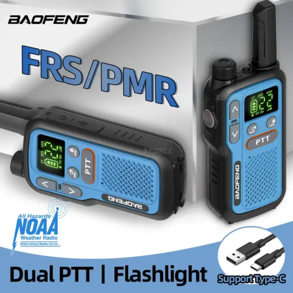 2PCS Baofeng BF-T18 Mini Dual PTT Walkie Talkie Portable PMR FRS License-Free Flashlight NOAA Long Range Support Type-C Charger