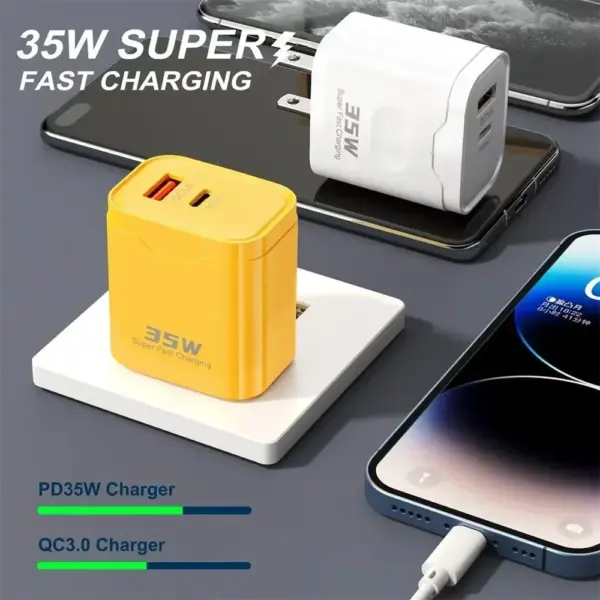 35W USB C Fast Charger EU US Plug QC3.0 PD Wall Adapter For iPhone Xiaomi Samsung Huawei OnePlus Travel Mobile Phone USB Charger