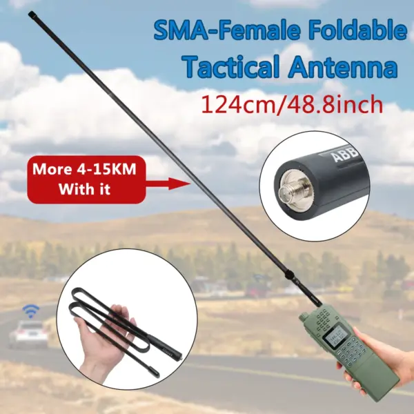 ABBREE Walkie Talkie Foldable CS Tactical Antenna For Baofeng UV-5R UV82 UV-9R UV-16 SMA-Female Dual Band Ham Radio Accessories