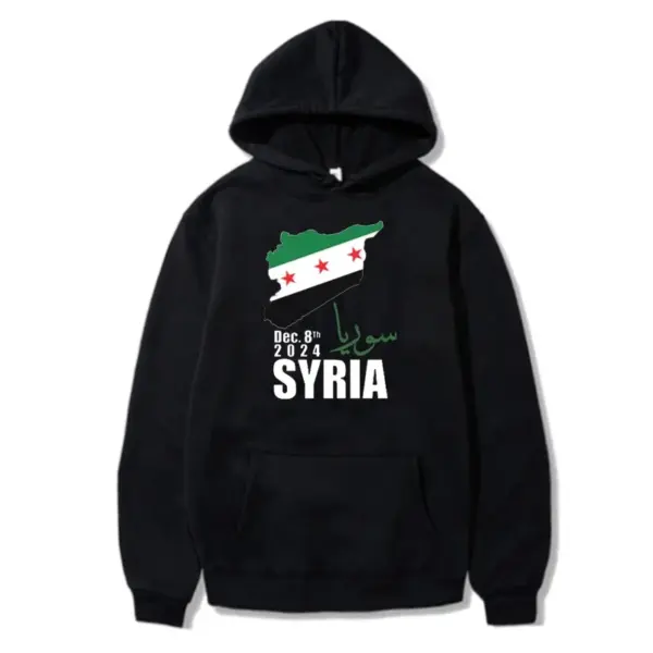 Free Syrian Flag Oversized Hoodie Map of Syria Fun Freedom Political AwarenessUnisex Harajuku Casual Tops Hip Hop Streetwear