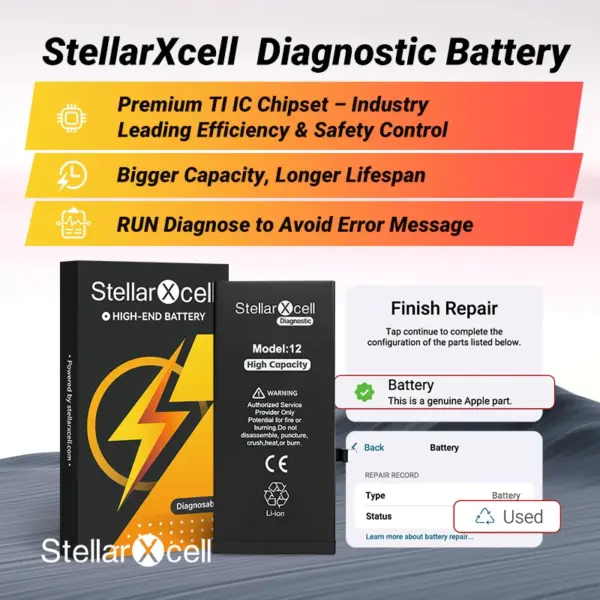 High Capacity Diagnostic Battery OEM TI BMS No pop up message run diagnose for iphone 12 13 14 15Pro max mini Plus