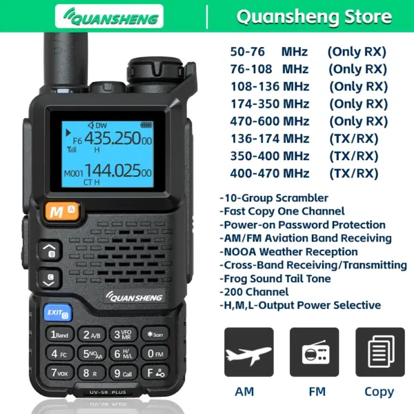 Quansheng UV 5R Plus Walkie Talkie Communication Am Fm Two Way Radio Station K5 Receiver Ham Amateur Wireless Set Long Range