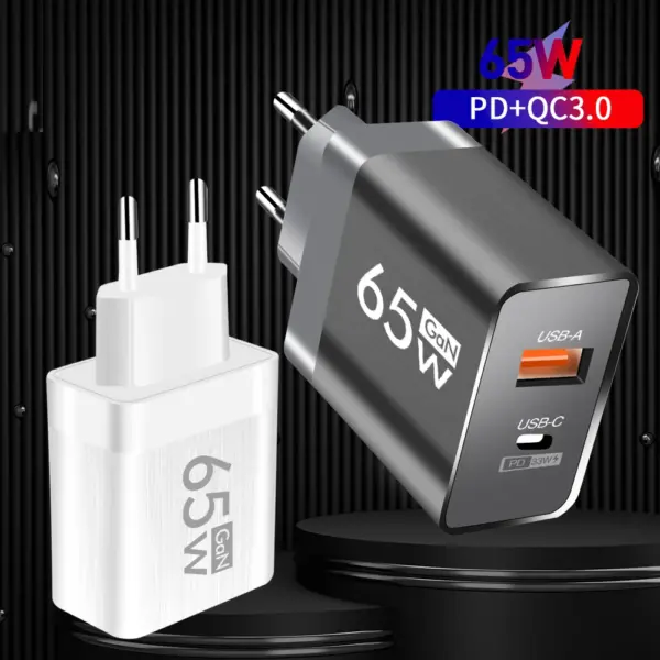 Total 65W GaN PD Charger USB C Fast Charging Adapter for IPhone 15 Pro Max Xiaomi 14 Samsung Huawei Redmi Quick Wall Charger