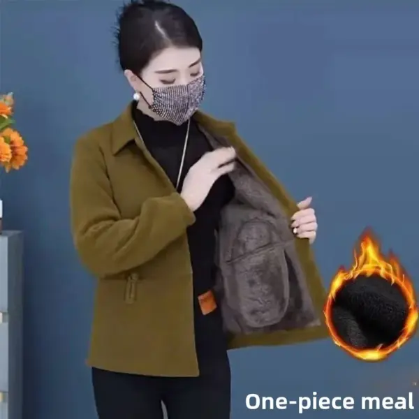 Women's Corduroy Jacket Thickened Fleece Long Sleeve Autumn Winter New Style Casual Fashion Comfortable Versatile Mom Clothes