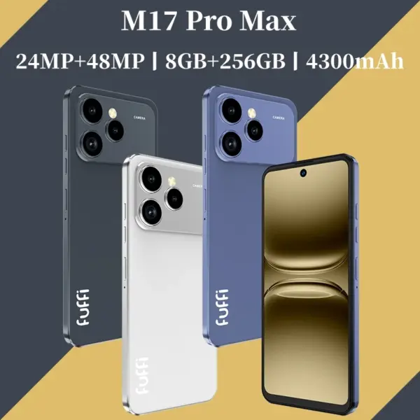 Global Vision M17 Pro Max Smartphone 5G Android 8GB RAM 256GB ROM 6.56 Inch Phone 720x1612HD 24+48MP 4G 5G Network Mobile Phones
