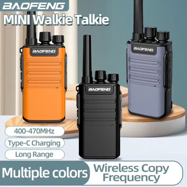 Baofeng BF-V8 Mini Walkie Talkie Long Range Large Battery Type-C Charging Flashlight Transceiver Two Way Ham Radio For Hotel KTV