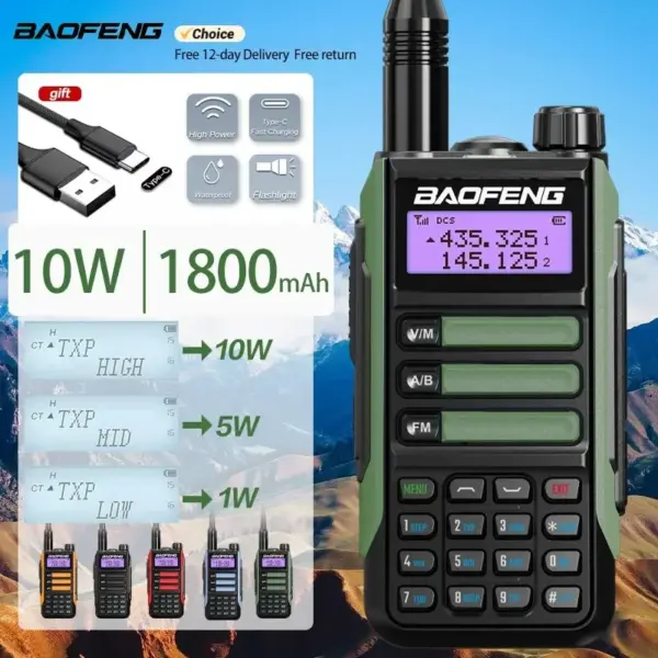 Baofeng UV16 V2 10W Long Range Radio - VHF/UHF CB & Amateur, Two-Way Walkie Talkie for Outdoor/Hunting/Adventure