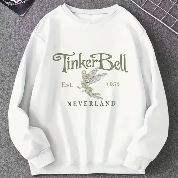 Disney Sparkling Tinker Bell Stars Sweatshirt Women's Men Cotton Hoodies Pullover Autumn Winter Fleece Oversized O-Neck Top Coat