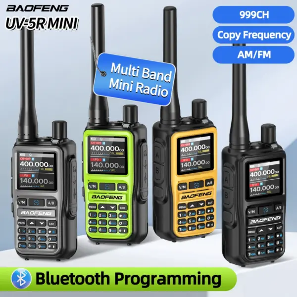 BAOFENG UV-5R Mini Full Band Walkie Talkie Bluetooth Programming Wireless Copy Frequency Type-C Long Range Ham Radio for Camping