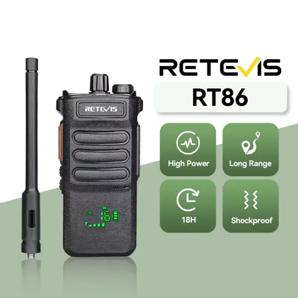 Retevis RT86 10W Walkie Talkie Professional Two Way Radio Long Range Walkie Talkie UHF Communication radio for Outdoor Business