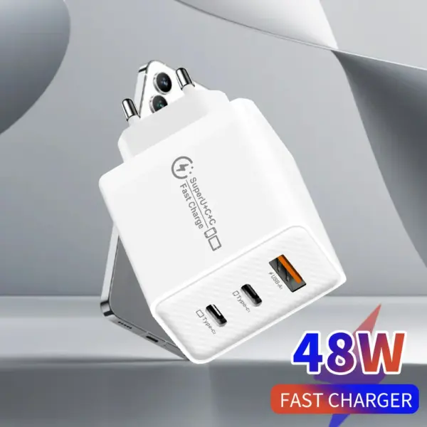 USB 2Type C Multi Ports Fast Charging Adapter Mobile Phone High Speed Charger Quick Travel Adapter For iPhone 16 Samsung Xiaomi