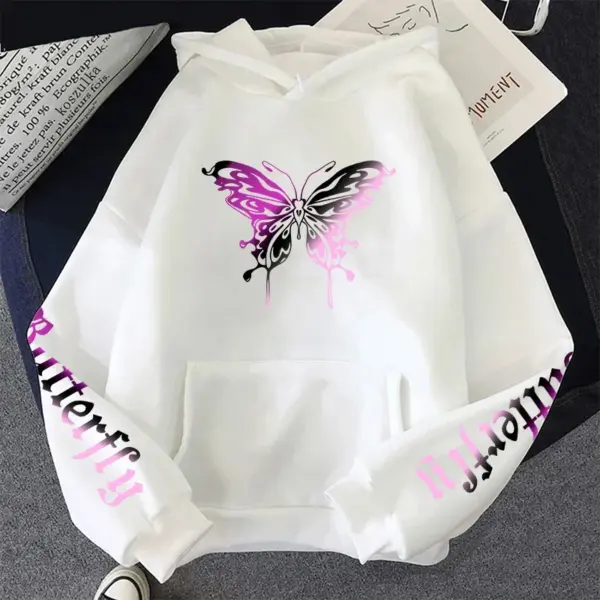 Women's Sweatshirt Butterfly Printed Y2K Hoody Coat All Season Female Daily Casual Fashion Pullover Home Outdoor Comfort Hoodies