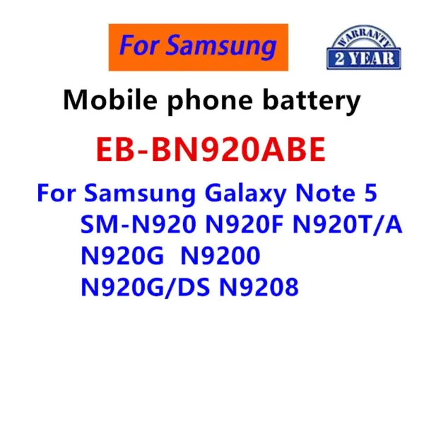 EB-BN920ABE 3000mAh Mobile phone Battery for Samsung Galaxy Note 5 SM-N920 N920F N920T/A N920G N9200 N920G/DS N9208 +Tools