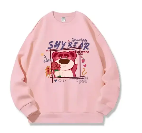 New Hot Selling Disney Strawberry Bear Toy Mobilization Surrounding Hoodies for Girls Autumn Women Men Same Clothing Jacket Top