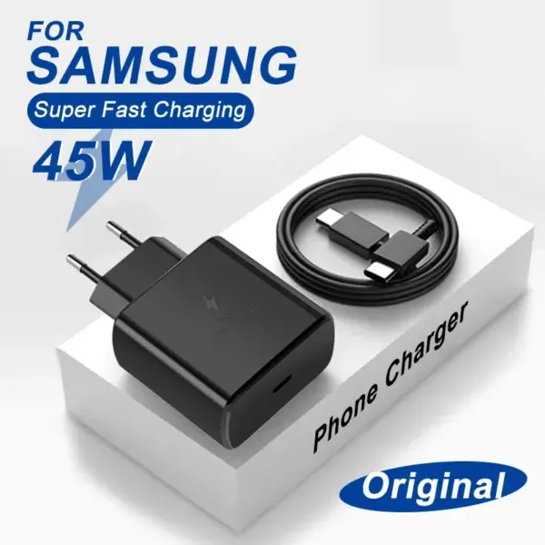 45W PD Super Fast Charger USB C Charger for Samsung Galaxy S24 S23 S22 S21 S20 Ultra S10 Plus EU US Plug Type C Charge Cable