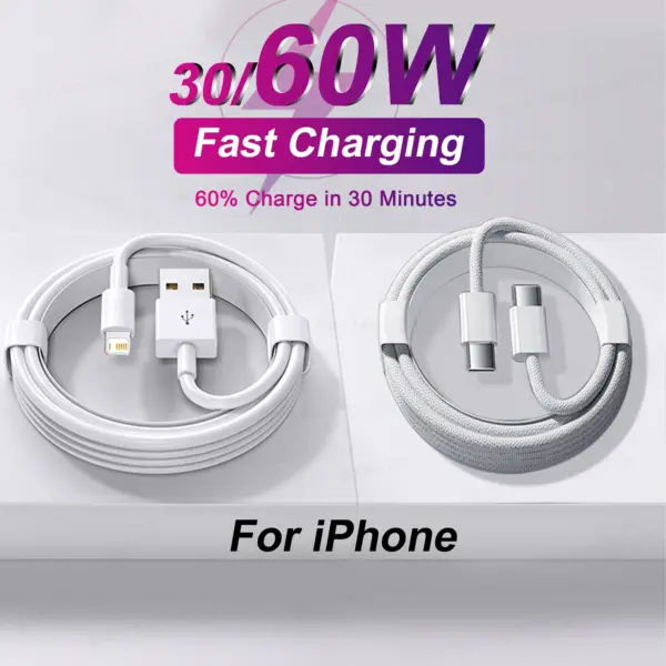 60W Fast Charging Charger USB C Cable For Apple iPhone 15 14 11 12 13 Pro Max Plus Mini 30W USB To Type C Cable Cord Accessories