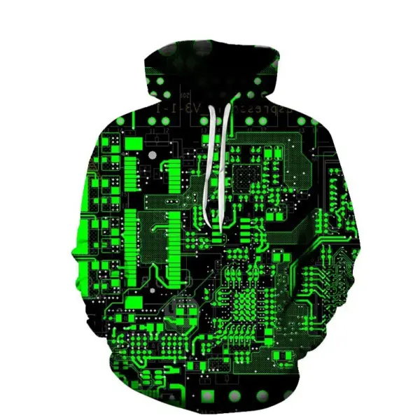 Autumn Hoodies Circuit Boards 3D Print Men Women Hooded Sweatshirts Streetwear Pullover Oversized Harajuku Coat Unisex Clothing