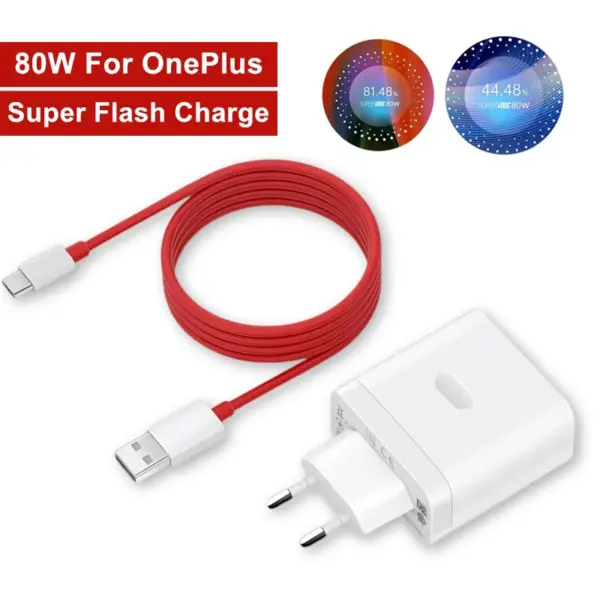 80W Super Flash Charger For OnePlus 9 10 11 12R 13 Nord 2T N300 CE 2 3 Lite ACE 2 3 5 OPPO Realme Fast Charging Type C USB Cable