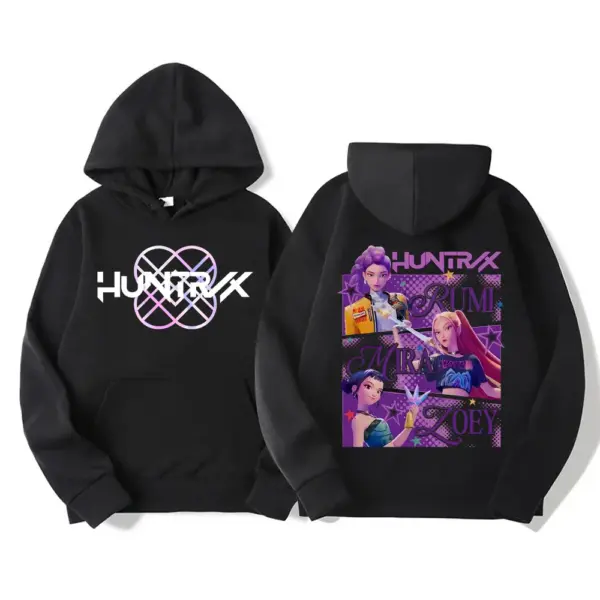 Kpop Demon Hunters Fanmerch Mira Rumi Zoey Huntrix Hoodie Cartoon Harajuku Pullover Tops Man Woman Sweatshirt