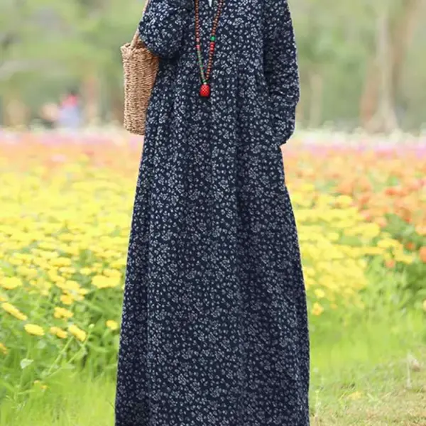 Vintage Floral Dress Woman 2025 ZANZEA Autumn Bohemian Long Dresses Casual Long Sleeve Maxi Vestidos Loose Robe Femme Oversize