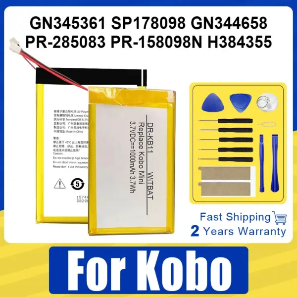 H384355 PR-158098N Battery For Kobo Forma Glo Clara Libra HD Tolino Mini H2O N613 N905 SP178098 KB-N705 E-reader E-book Battery