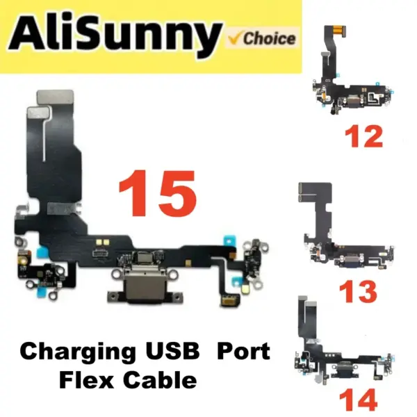 1pcs Charging Port Flex Cable for iPhone 15 Plus 14 Pro Max 13 Mini 12 USB Charger Dock Connector With Microphone Ribbon Repair
