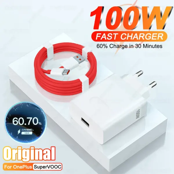 100W SuperVOOC USB Fast Charger For Oneplus 13 12 11 10 Pro 13r 12r Nord CE 2 3 4 Lite Ace 5 Pro USB Type C Quick Charging Cable