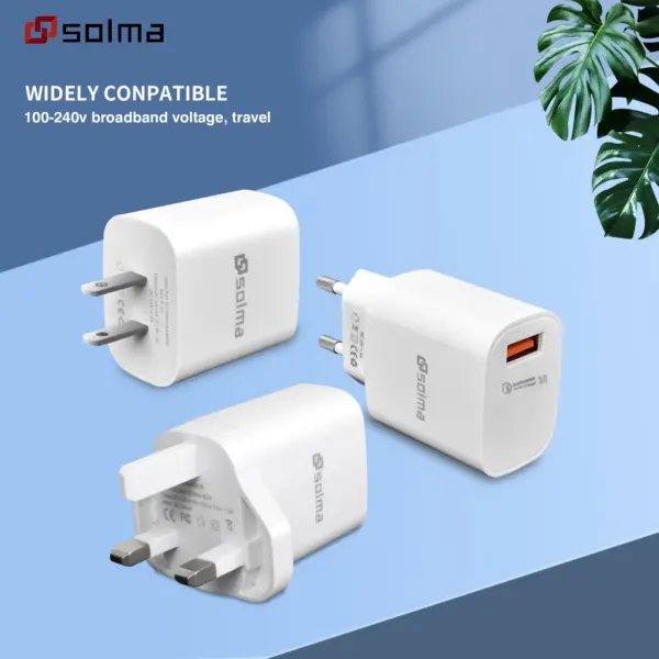 2 Pack EU UK Plug Fast Charger for Mobile Phones USB Wall Charger with USB Port QC3.0 Function