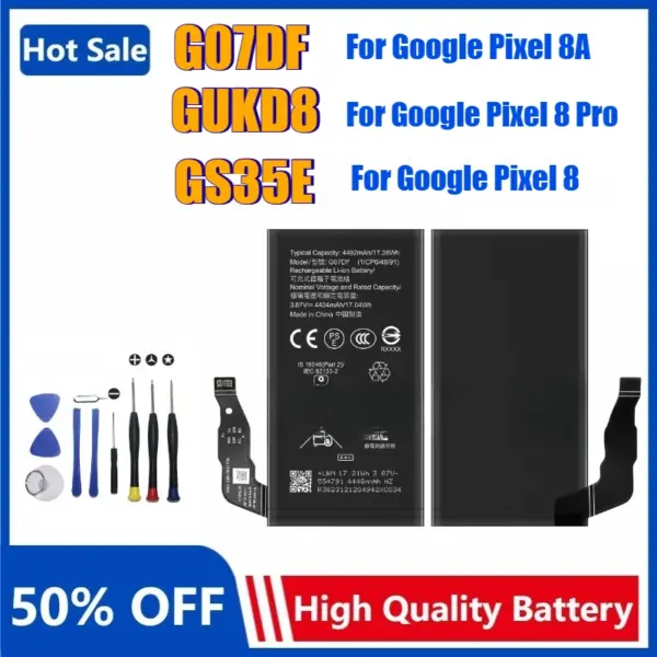 G07DF GUKD8 GS35E Mobile Phone Batteries for Google Pixel 8A Pixel 8/8 Pro HTC Pixel8A 8 8Pro Phone Replacement Battery Bateria
