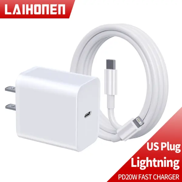 MFI Certified PD20W Fast Charging US Charger with USB Lightning Cable For iPhone 14 13 12 11 X XR XS Pro Max iPad USB C Charger