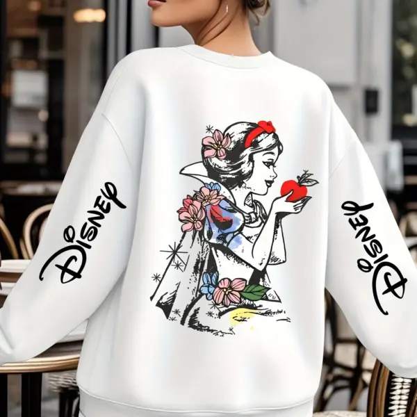 New Disney Snow White Sweatshirt Women's Men Cotton Hoodies Pullover Autumn Winter Fleece Oversized O-Neck Coat Tops Streetwear