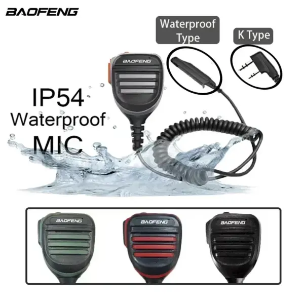 Baofeng UV-13Pro Waterproof Microphone Shoulder Speaker UV-9R PRO 2 Pins for Walkie UV-5R/UV-82/UV-16/TH UV8000D Two Way Radio