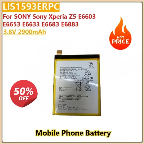 New High Capacity 3.8V 2900mAh Mobile Phone Battery LIS1593ERPC For SONY Sony Xperia Z5 E6603 E6653 E6883 E6633 E6683