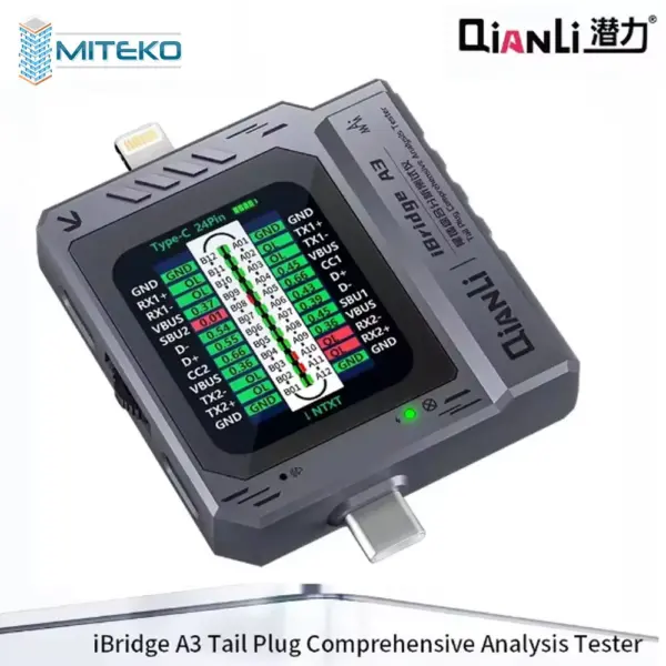 Qianli iBridge A3 Tail Plug Tester Comprehensive Analysis Type-C Lightning Interface Auto-scan IPhone Samsung Diagnostic Tool