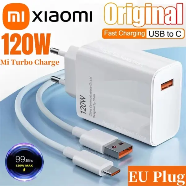 Xiaomi Original 120W Ultra Fast Charger QC 5.0 EU Plug 6A Type C Cable 67W 55W 33W Rapid Charging Adapter For iPhone Huawei 2025
