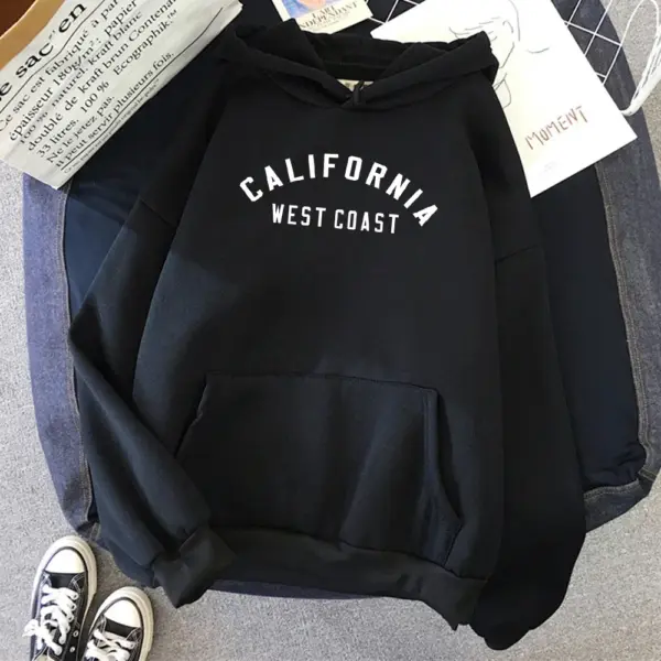 Sweatshirt California West Coast Creative Pattern Hoodie Womens Autumn Loose New Hoody O-Neck Casual Pocket Fleece Womenswear