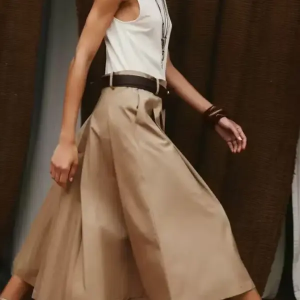 European and American style summer new fashion women's clothing with belt stitching round neck sleeveless dress