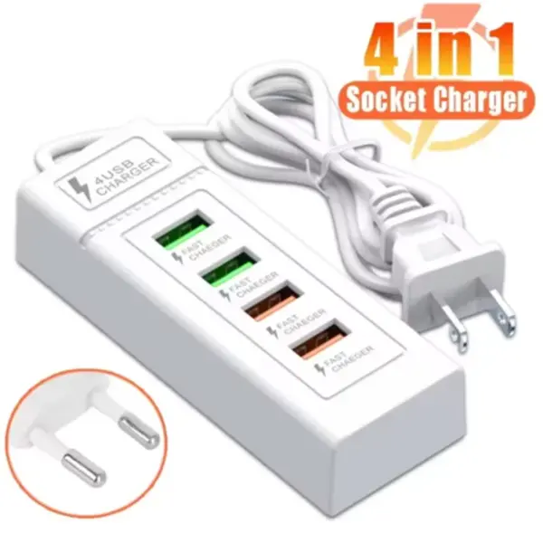 4 Ports USB Fast Charger USB HUB 3.0 Multi Splitter Adapter Charging For iPhone Samsung Xiaomi Phones EU/US/UK Charger Station