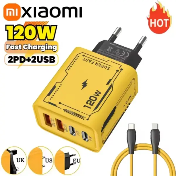 XIAOMI 4 Port USB C PD Ultra 120W Fast Charger USB 3.0 Type C EU Plug Mobile Phone Charger Quick Charging For iPhone Huawei 2025