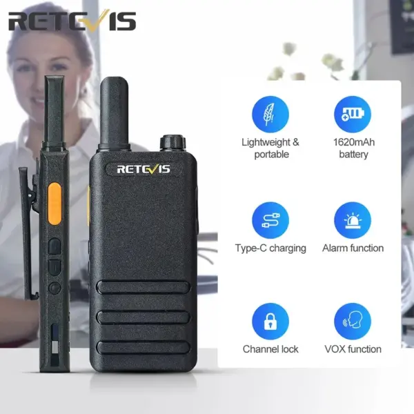 Retevis RT622P/RT22P Ultra-Thin 15mm Mini Walkie Talkie Type-C FRS PMR446 16CH Professional Portable Two-Way Radio