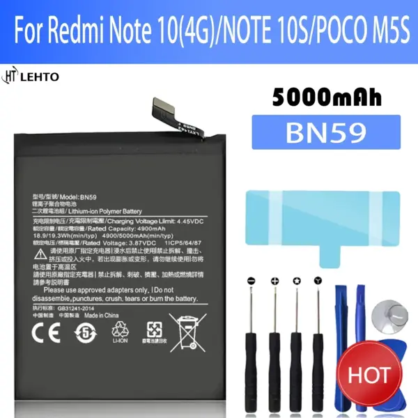 2025 Years New 100% original BN59 Battery For Xiaomi Redmi Note 10 4G / NOTE 10S / POCO M5S phone Batteries Bateria +Tools