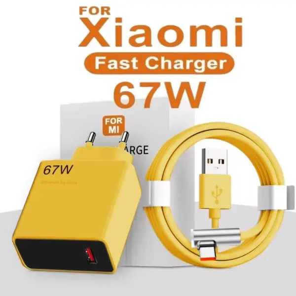67W USB Fast Charger for Xiaomi 15 14 13 12 11 10 Ultra Redmi Note 12T 13 Pro Turbo Quick Charge Type C USB Charging Cable