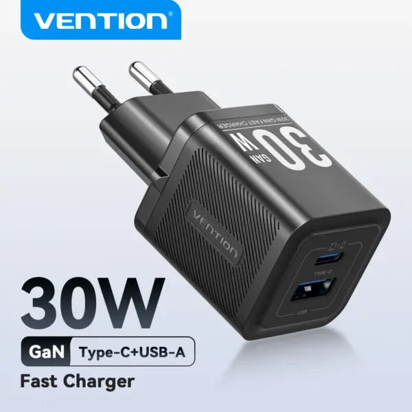 Vention 30W GaN Charger PD 3.0 QC4.0 USB C Charger For iPhone 16 15 14 Pro Samsung S25 Xiaomi 15 14 iPad Air Pro Phone Charger