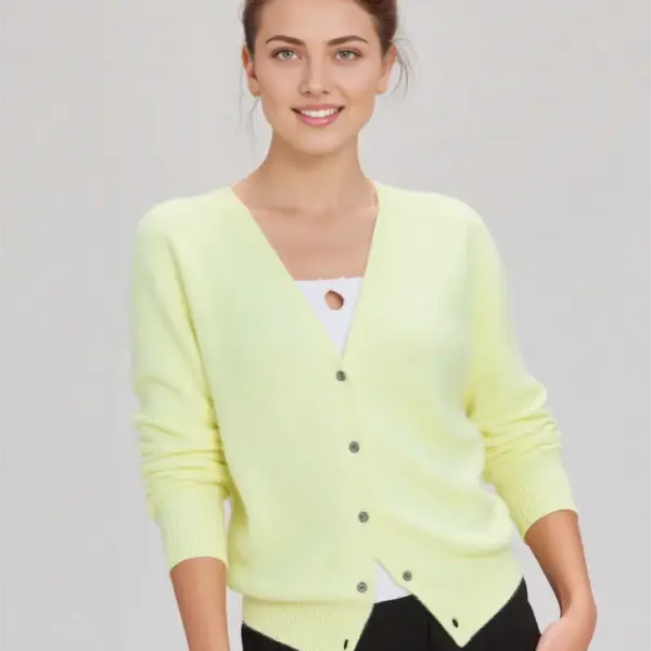 Pure mink cashmere cardigan women's loose jacket Autumn and winter all match style V-neck Coat Commuter long-sleeved top Madam